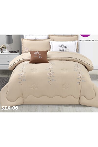 alzawia طقم لحاف مفرش سرير نفرين ملكي ومريح وناعم 6 قطع مزدوج منقوش مقاس اللح...