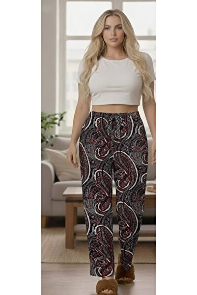 THEBEK Yumoş Velvety Suede Patterned Battal Pajamas Comfortable Fit-Pattern B...