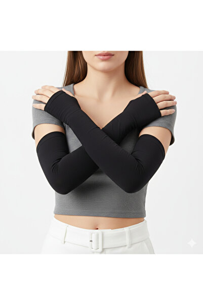 RİEMA Black Color Hijab Sleeve Cover with Finger Loop, Prayer Sleeve, Tattoo ...