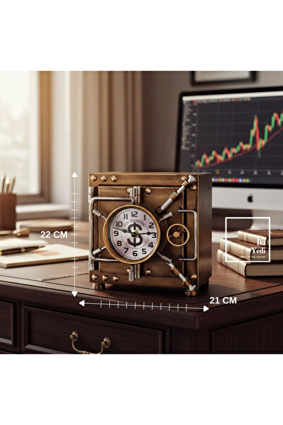 İki Yedi Konsept Solanke Para Kasası Tasarımlı Masa Saati, Masa Üstü Saat, Of...