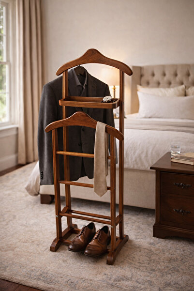 Vinner LITA Masif Ceviz Valet Stand | Uşak Standı & Premium Kıyafet Düzenleyici