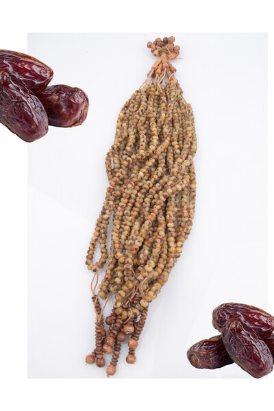 NAMAT مسبحة صلاة مكونة من 10 حبات من بذور التمر المقطوعة الأصلية، 99 حبة