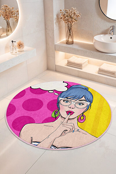 Home Renkli Pop Art Kadın Figürü Desenli Kaymaz Tabanlı Yumuşak Dokulu Banyo ...