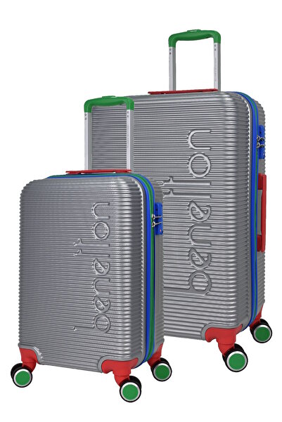 United Colors of Benetton Lüx Abs 2'li Valiz Seti Büyük Boy - Kabin Boy Gri B...