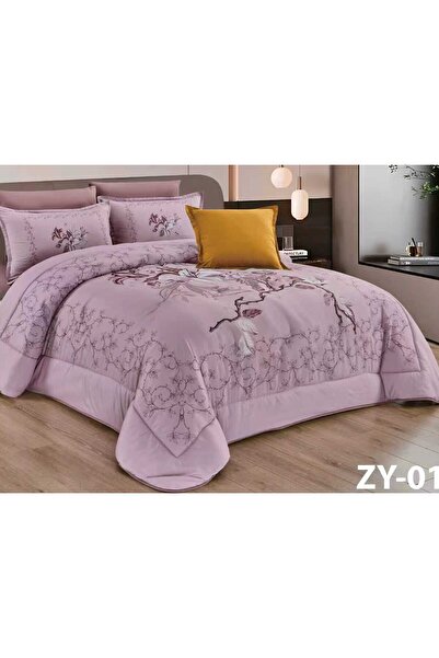 alzawia طقم لحاف مفرش سرير نفرين ملكي ومريح وناعم 6 قطع مزدوج منقوش مقاس اللح...