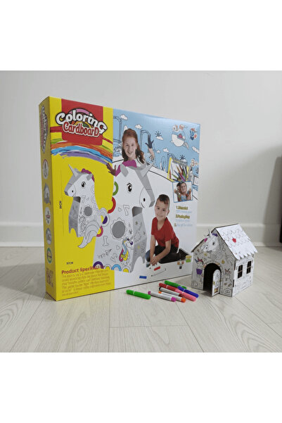 alqarat مجموعة بيت لعب يونيكورن من الكرتون يمكنك تلوينها بنفسك