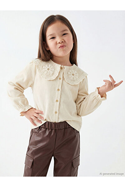 LC Waikiki Cămașă din catifea pentru fete cu broderie florală Choices by ESVAB