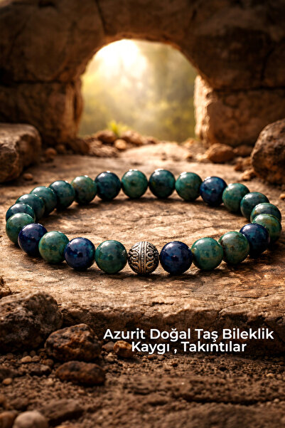 NBS Beautiful Naturel Stones سوار من الحجر الطبيعي الأزوريت 8 ملم للجنسين (يم...