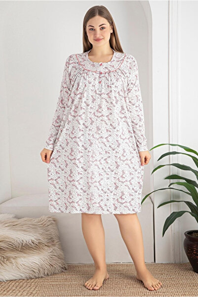 embody Lady's Nightdress in Soft Cotton, Long Sleeves, batal 4069