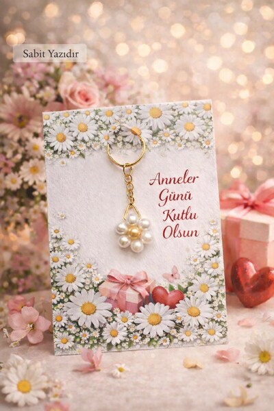 Emtory Home 10 Adet Anneler Günü Papatya Anahtarlık – Kartlı Jelatinli Annele...