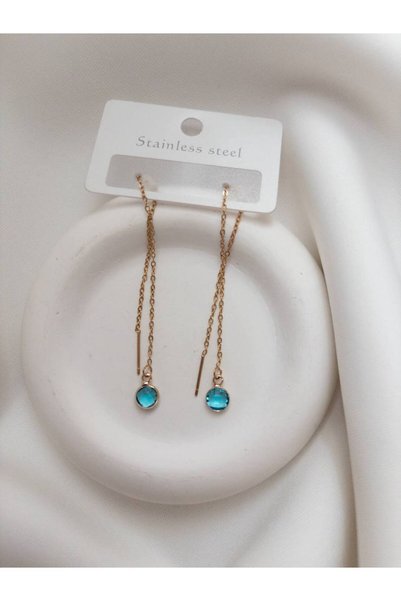 Minne Jewelry-Accessory Chain Dangle Earrings - Beaded Colorful Dangle Earrings - Steel Dangle Earrings