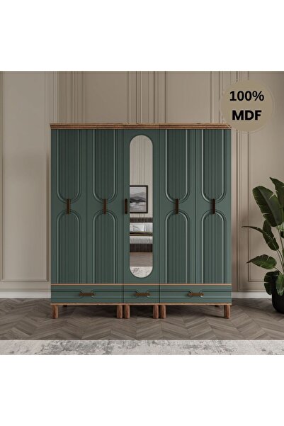 Flances Laçin 5 Kapaklı Çekmeceli MDF Gardırop