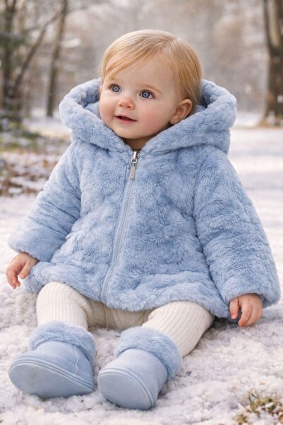 MAYORAL Kız Bebek Çift Taraflı Mavi Kürklü Mont