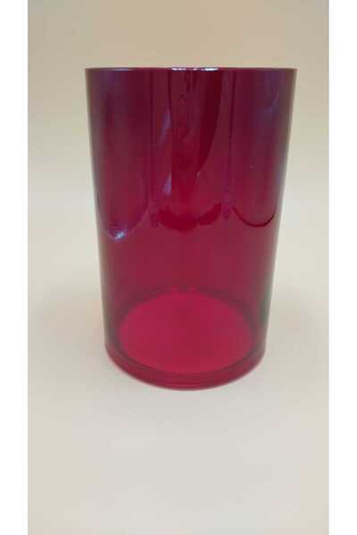 Ebruli hediyelik Handmade Red Cylinder Vase, Decorative Candle Holder 12X18Cm...