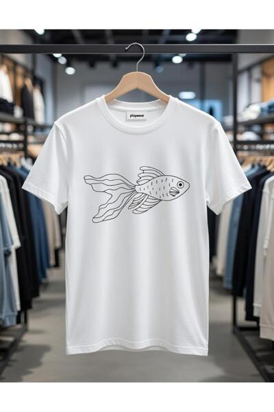 playwear PLAY WEAR Tricou unisex cu imprimeu FISH, cu decolteu rotund