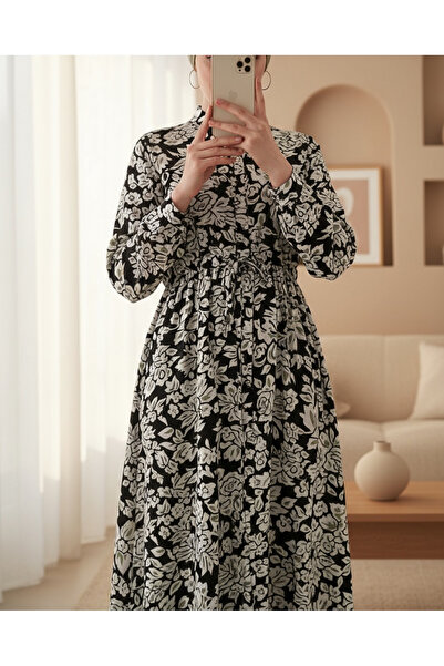 Modamorfo 2144 Judge Collar Hijab Dress - Black