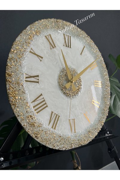 Sultan Tasarım 40 cm epoksi tasarımlı şık duvar saati, modern ve şık dekoratif saat
