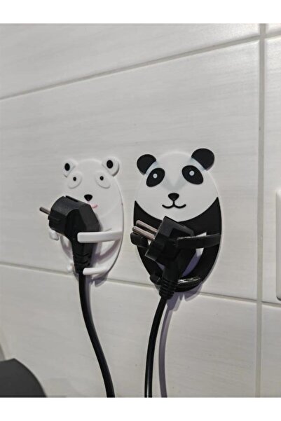 Cute Bear - Panda Plug Holder – Cable Organizer Wall Hanger (Set of 2)