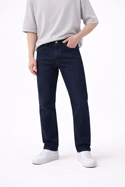 oraystore Men's Dark Navy Blue Oversized Lycra Comfortable Fit Jeans