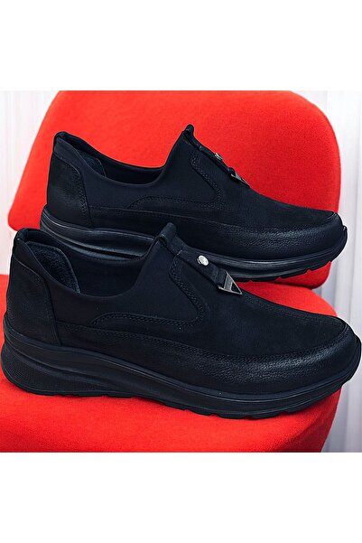 KAFKASLAR AYAKKABI Real Leather Orthopedic Daily Women's Sports Model Black C...