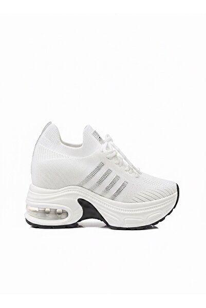 Voyager حذاء رياضي نسائي من التريكو ذو أربطة ونعل سميك B279