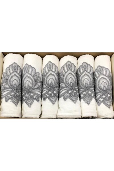 ROYAM 6-Piece Apple 100% Cotton Laced Boxed Hand and Face Towel Set 50 X 80