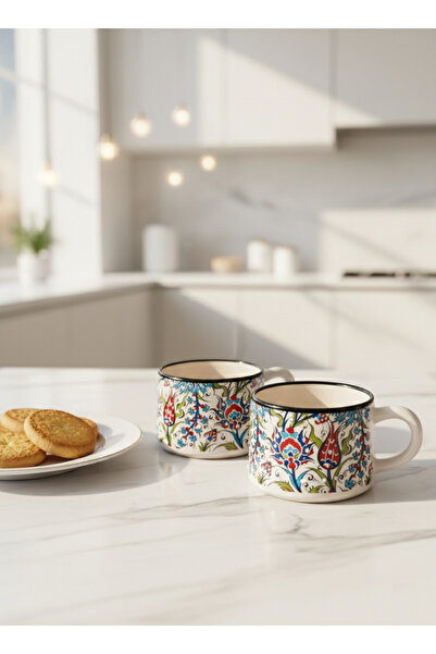 RGS HOMELİFE 2'li El Yapımı Seramik Kupa Seti, Seramik Kahve, Espresso ve Çay...