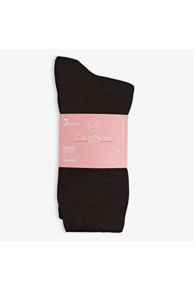 INFİVENTO 3 Pack Women's Plain Black Socks