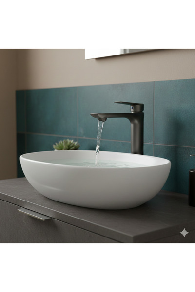 KAVİTİCARET Lüks Seri Yüksek Gövdeli Çanak Lavabo Bataryası - Modern Banyo Mu...