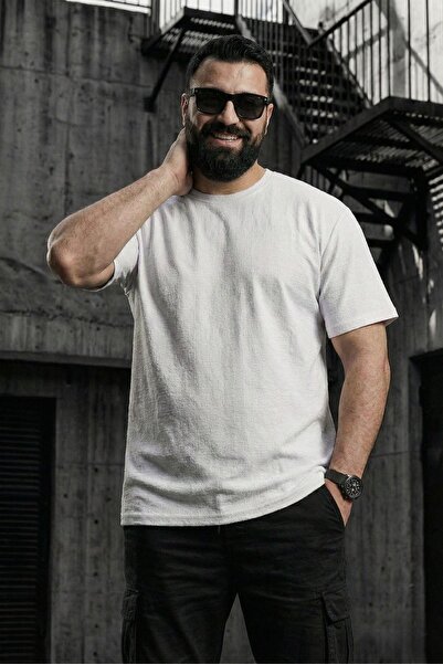 Oksit Shell Pattern Lycra Men's Plus Size Seersucker (Embossed) Textured T-Shirt