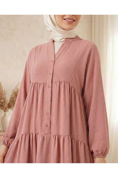 Modamorfo 2527 Women's Long Hijab Dress - Salmon