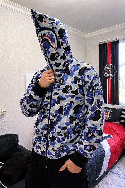 Erzani Kids طقم بدلة رياضية للأطفال من Bape Kamuflaş Premium بقلنسوة وسحاب كا...