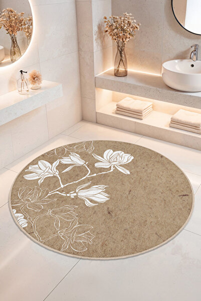 Home Şık Çiçek Desenli Kaymaz Tabanlı Yıkanabilir Banyo Halısı