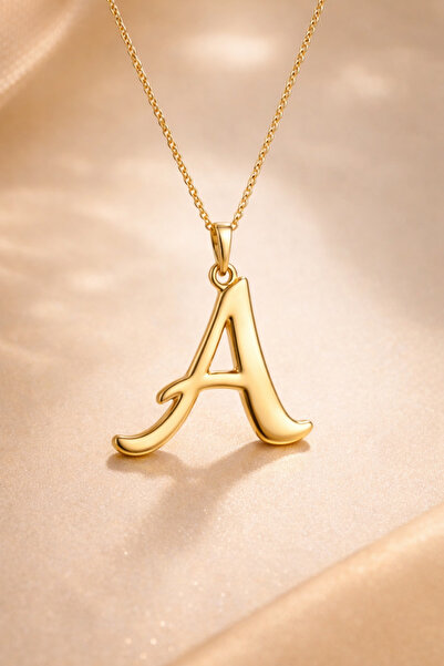 KAR DİAMOND 14 Ayar Altın Zincirli A Harfi Kadın Kolye – Sertifikalı Özel Işı...