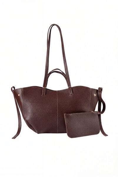 GLONDY Valore Faux Leather Wallet Detailed Women's Shoulder Bag Brown
