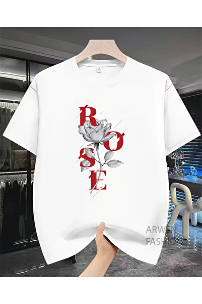 LELVANİ Unisex Rose Printed T-Shirt