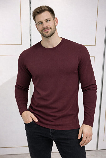 UOMOPARK Мъжки пуловер с редовна кройка и вафелна тъкан с каре