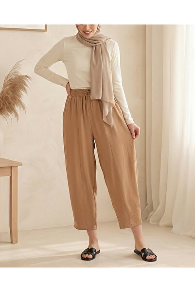 Modamorfo 6591 Pantaloni largi țesuți - Camel
