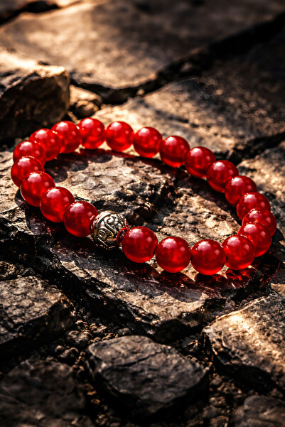 NBS Beautiful Naturel Stones Red Agate Unisex Natural Stone Bracelet 8 mm