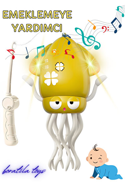 Boratila Toys Emeklemeye Yardımcı Dansçı Işıklı Müzikli Şarjlı Sevimli Ahtapo...
