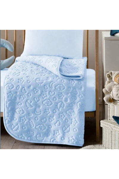 SUNGUR ÇEYİZ MAVİ Peluş Bebek Battaniyesi 100 X 120cm