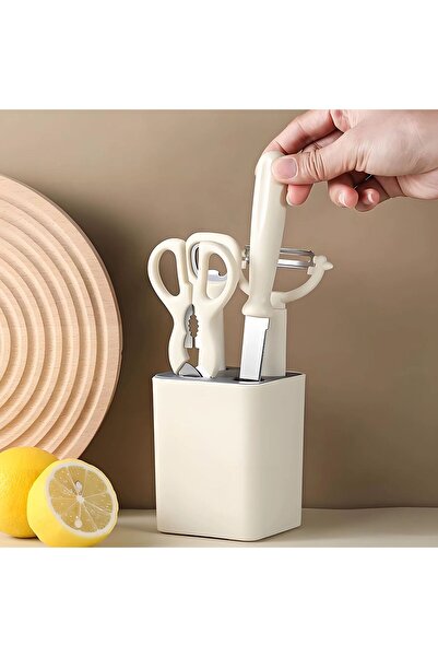 OEM 5-piece kitchen utensil set with stand – knife, scissors, peeler, bottle ...
