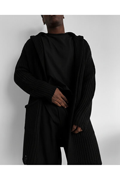 elkumoda Premium Oversize Thessaloniki Knitted Men's Cardigan - Hooded Bathro...