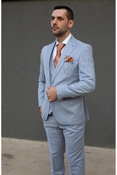 MODALİST EDDY MEN'S 3-PIECE BLUE GREY SUIT