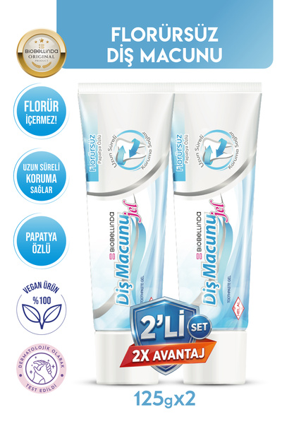 BioBellinda Florürsüz Diş Macunu Jel 125 Gr | Papatya Özlü (2'Lİ SET)