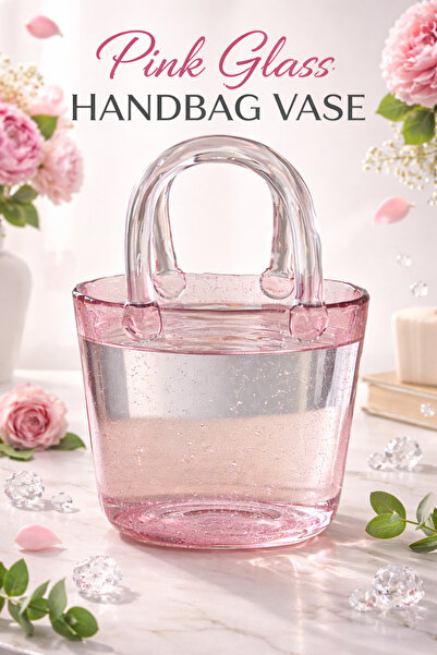 DEVADA HOME Defokratif Çanta Şeklinde Cam Vazo Zarif Tasarım Çanta Cam Vazo P...