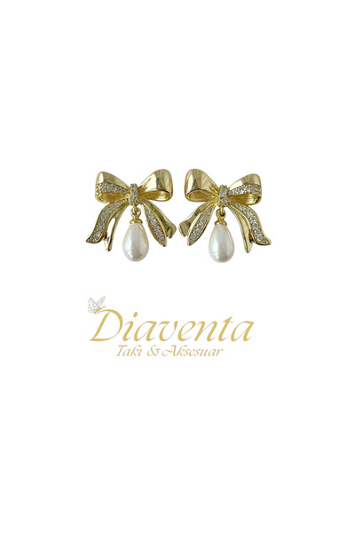 DİAVENTA TAKI VE AKSESUAR Xuping Vip Earrings-Gold Bowknot Nail Model Steel E...