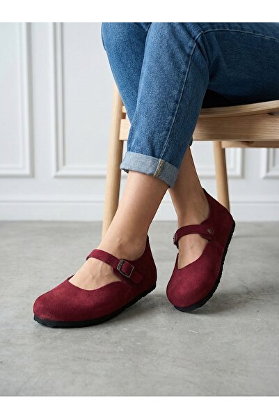 Mycorni حذاء باليه نسائي من الجلد السويدي الأصلي بنعل من الفلين، تصميم تشريحي...