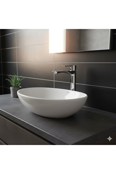 KAVİTİCARET Lüks Seri Yüksek Gövdeli Çanak Lavabo Bataryası - Modern Banyo Mu...