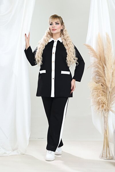 xlargebutik Plus Size Clothing That Makes You Look Slimmer, Double Suit, Blac...